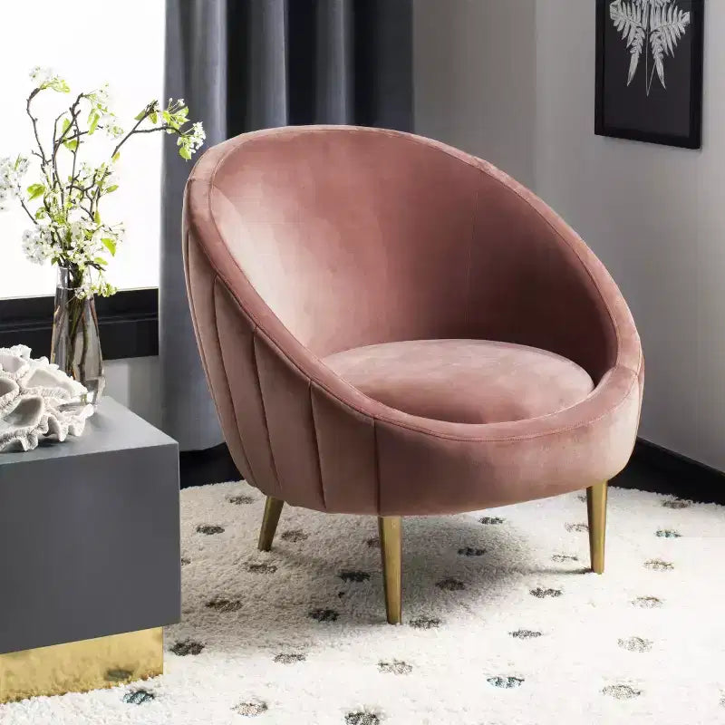 Fauteuil baignoire capitonné à fines rayures