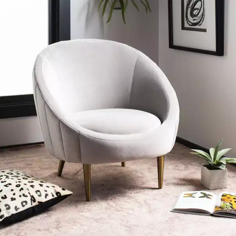 Fauteuil baignoire capitonné à fines rayures