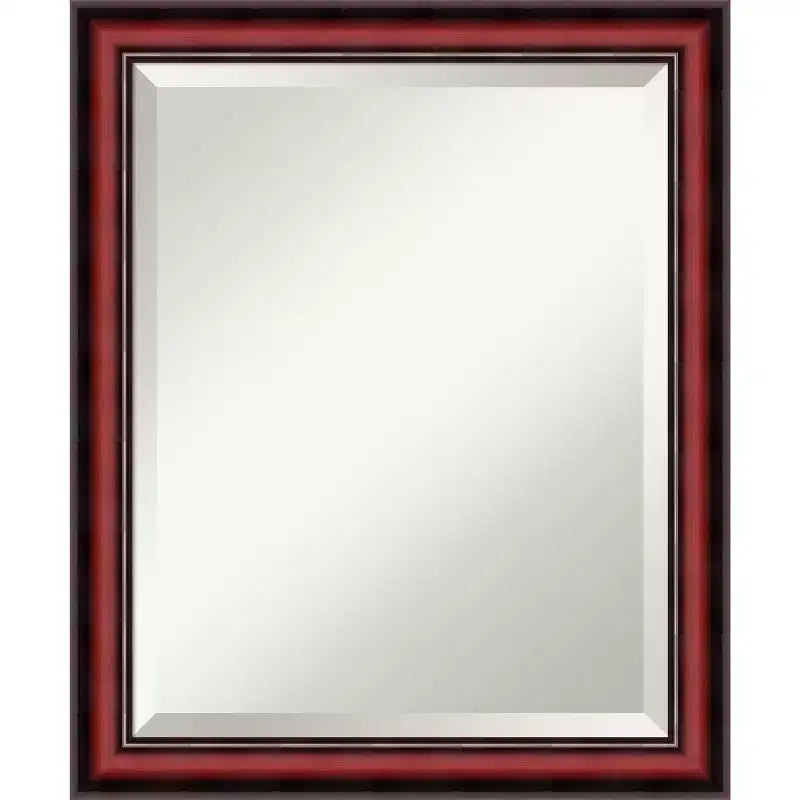 Amanti Art Rubino Cherry Scoop Beveled Wood Framed Wall Mirror