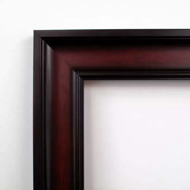 Miroir mural en bois biseauté, cadre en merisier