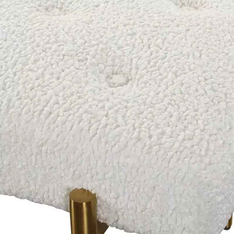 Banc d'appoint moderne capitonné blanc de 125,7 cm de large