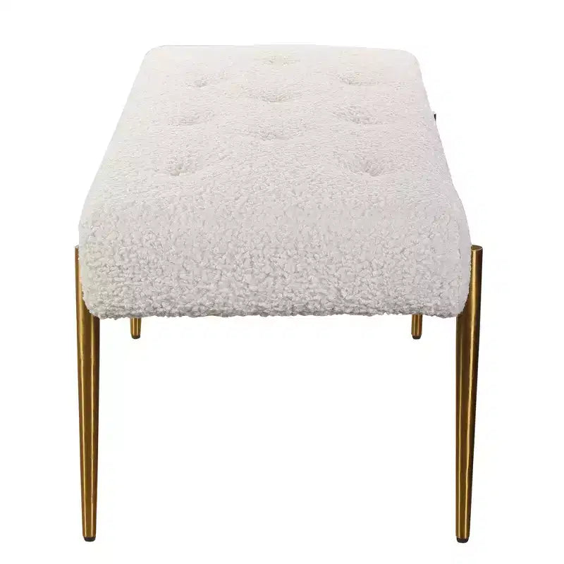 Banc d'appoint moderne capitonné blanc de 125,7 cm de large