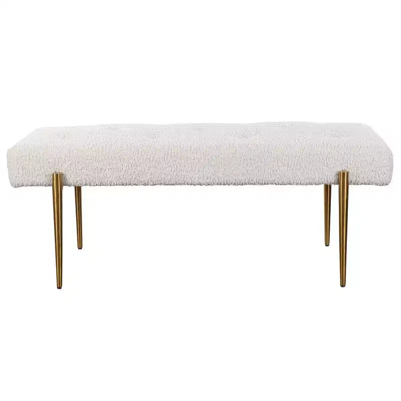 Banc d'appoint moderne capitonné blanc de 125,7 cm de large