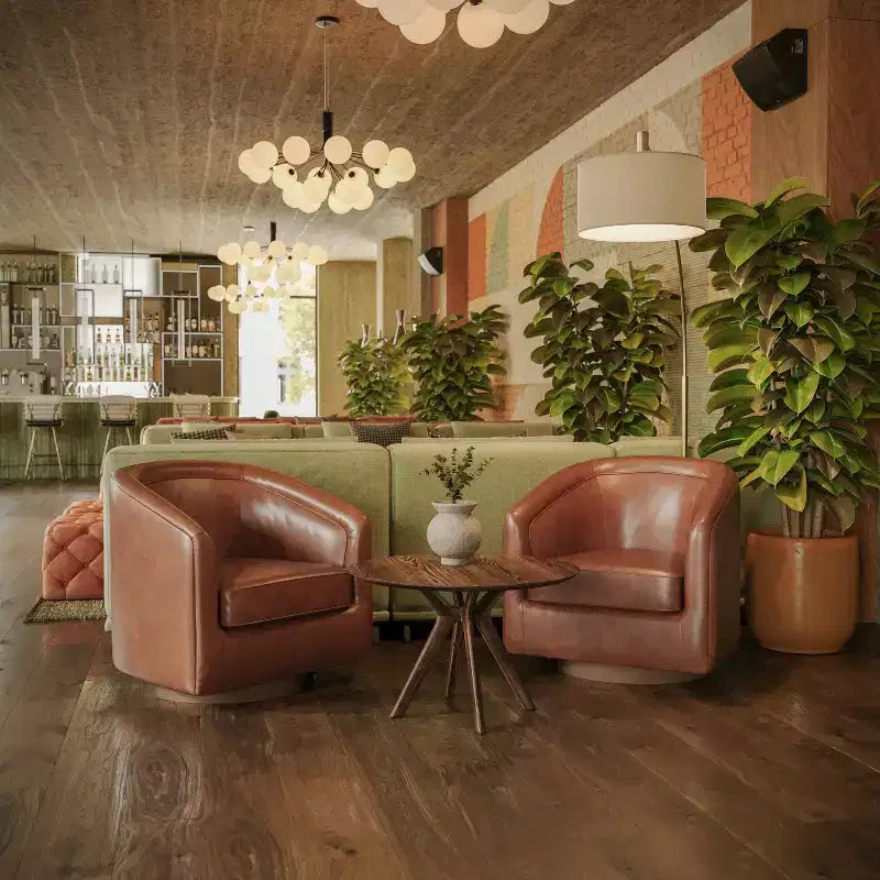 Fauteuil d'appoint commercial Club avec base pivotante à 360 degrés en métal et accoudoirs inclinés