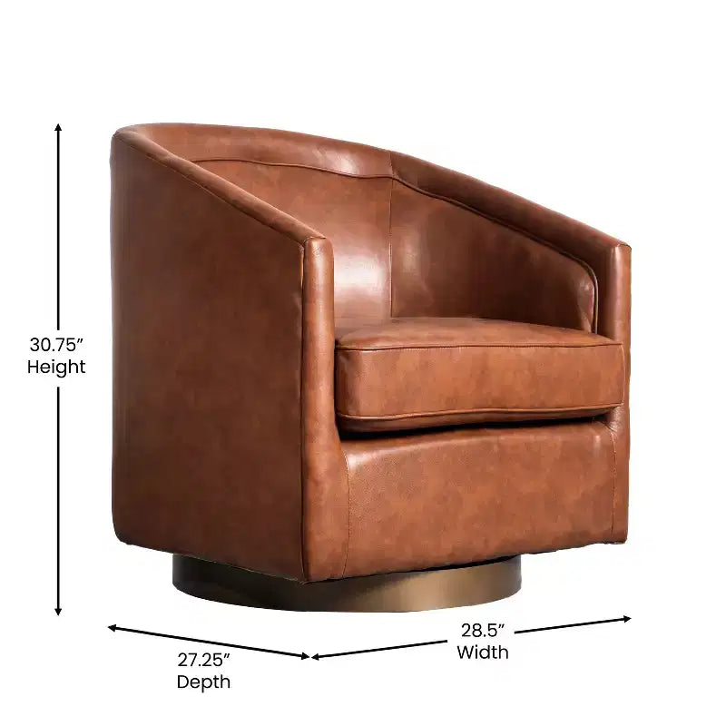 Fauteuil d'appoint commercial Club avec base pivotante à 360 degrés en métal et accoudoirs inclinés