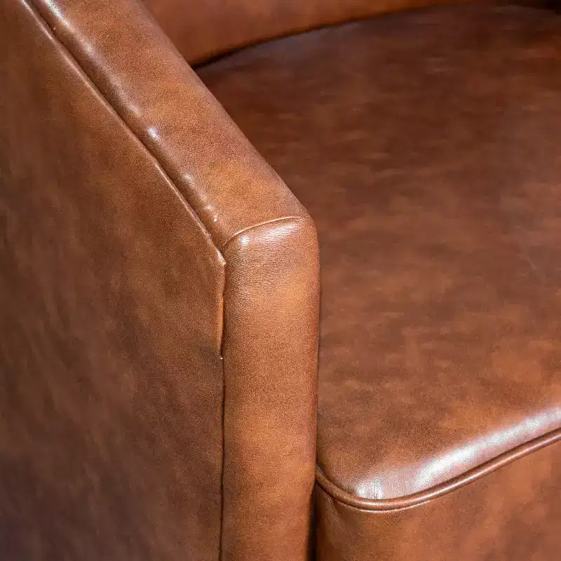 Fauteuil d'appoint commercial Club avec base pivotante à 360 degrés en métal et accoudoirs inclinés