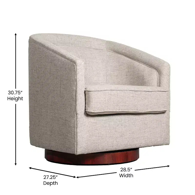 Fauteuil d'appoint commercial Club avec base pivotante à 360 degrés en métal et accoudoirs inclinés