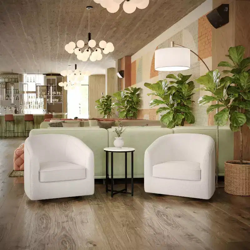 Fauteuil d'appoint commercial Club avec base pivotante à 360 degrés en métal et accoudoirs inclinés