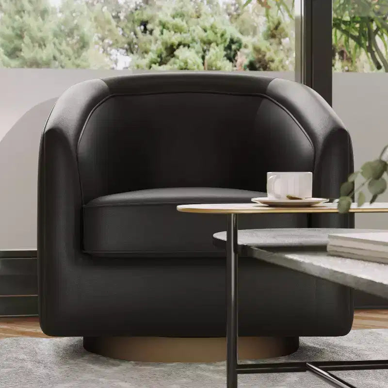Fauteuil d'appoint commercial Club avec base pivotante à 360 degrés en métal et accoudoirs inclinés