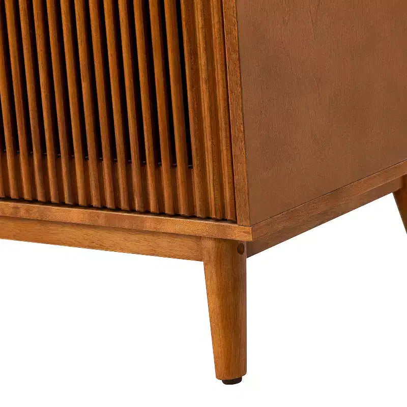 Enfilade de 147 cm de large avec 3 tiroirs et portes à persiennes, style Mid-Century