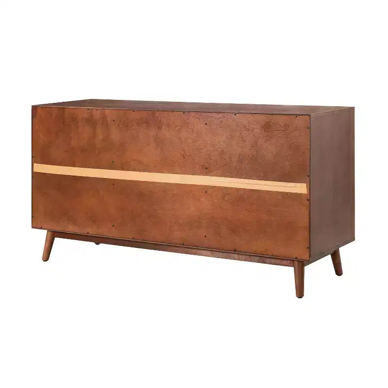 Enfilade de 147 cm de large avec 3 tiroirs et portes à persiennes, style Mid-Century