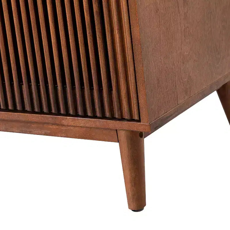 Enfilade de 147 cm de large avec 3 tiroirs et portes à persiennes, style Mid-Century