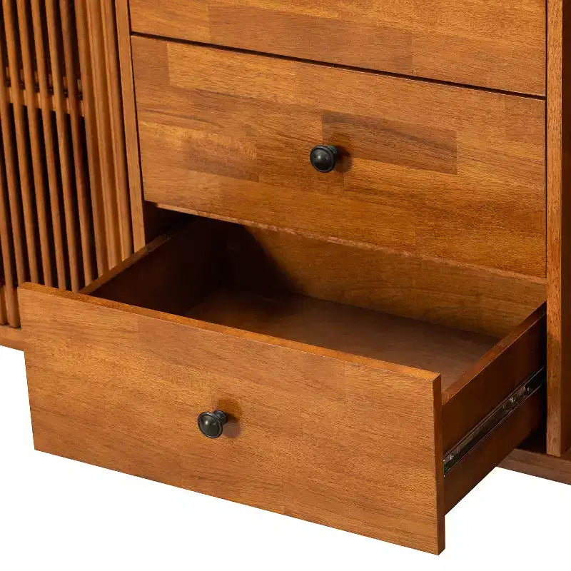 Enfilade de 147 cm de large avec 3 tiroirs et portes à persiennes, style Mid-Century