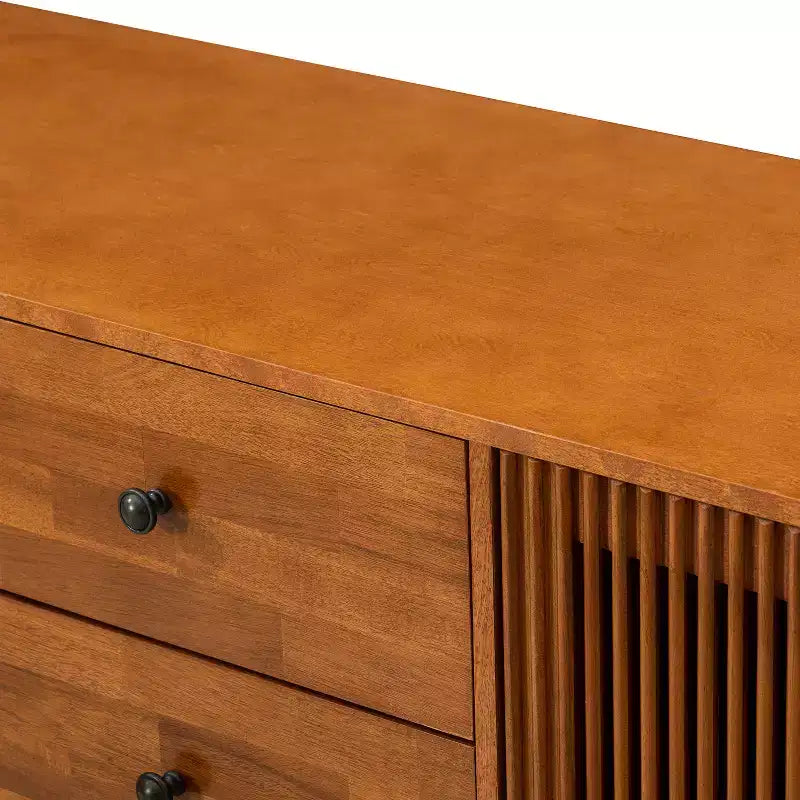 Enfilade de 147 cm de large avec 3 tiroirs et portes à persiennes, style Mid-Century
