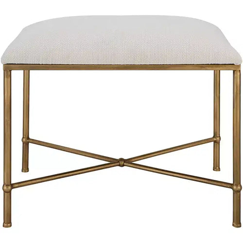 Uttermost Avenham 24 Wide White Fabric Accent Bench