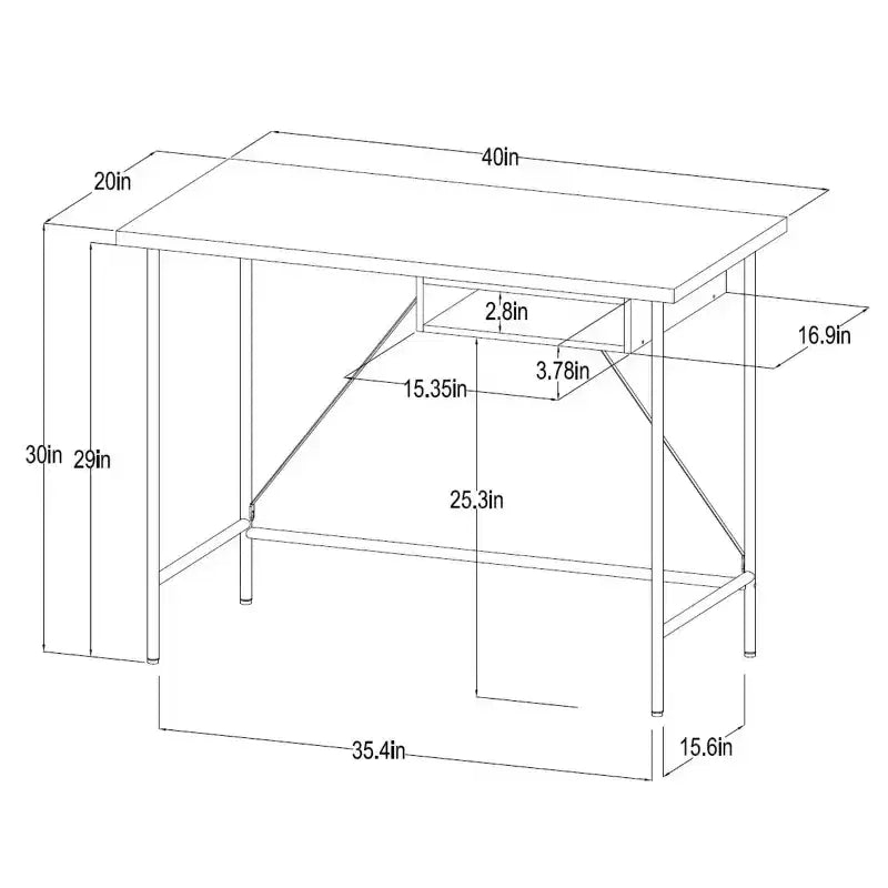 Bureau en bois et métal avec rangement