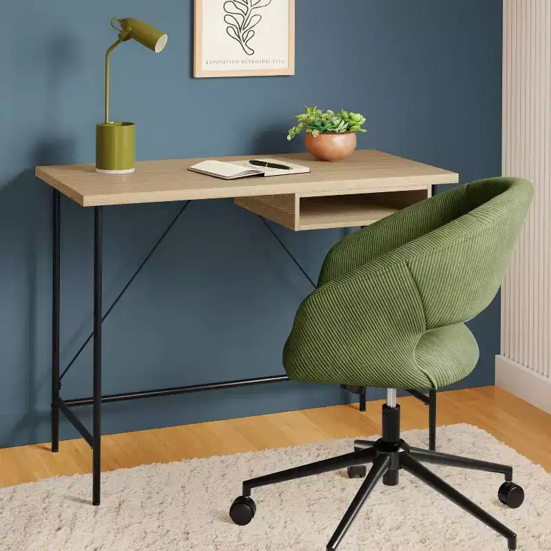 Bureau en bois et métal avec rangement
