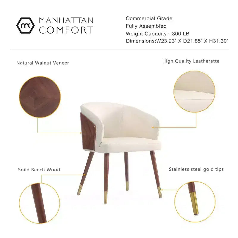 Lot de 2 chaises de salle à manger modernes rembourrées en similicuir
