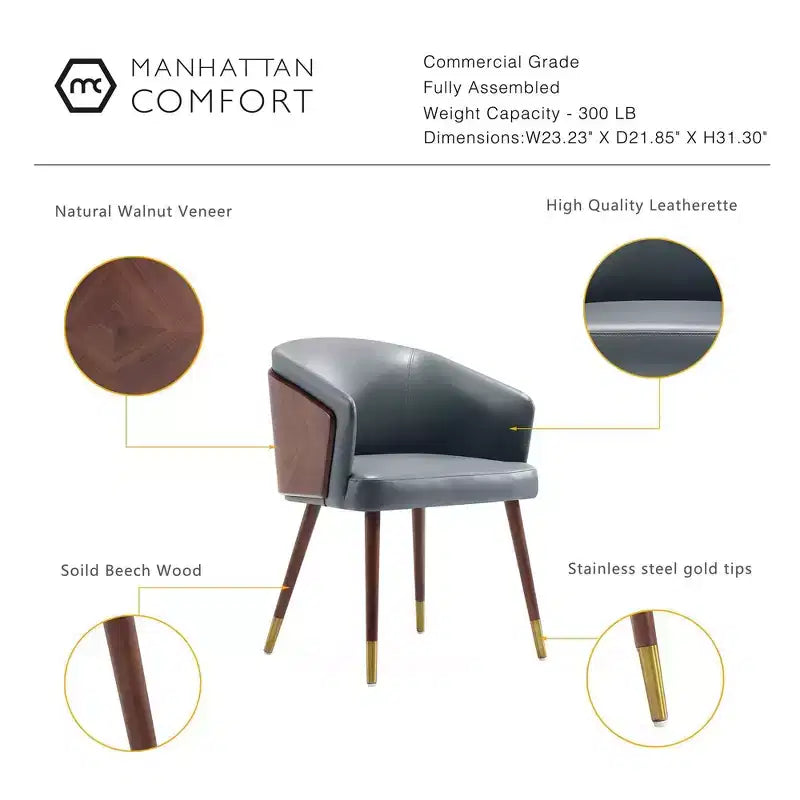 Lot de 2 chaises de salle à manger modernes rembourrées en similicuir