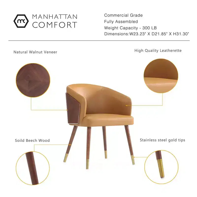 Lot de 2 chaises de salle à manger modernes rembourrées en similicuir