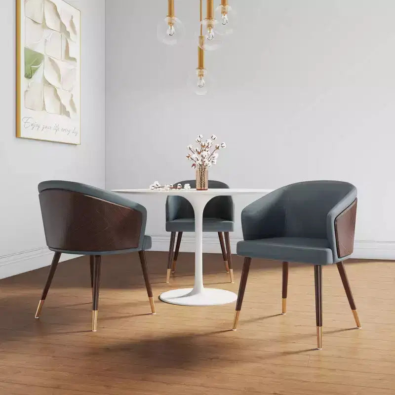 Lot de 2 chaises de salle à manger modernes rembourrées en similicuir