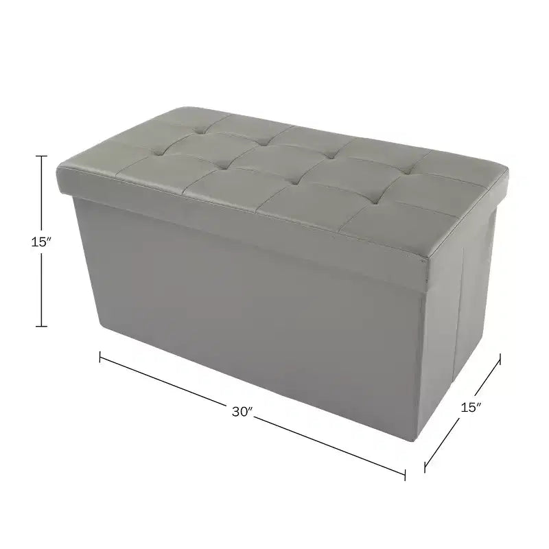 Ottoman de rangement 76 cm, repose-pieds pliable en similicuir, coffre ou banc de rangement en lin