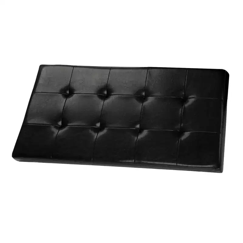 Ottoman de rangement 76 cm, repose-pieds pliable en similicuir, coffre ou banc de rangement en lin
