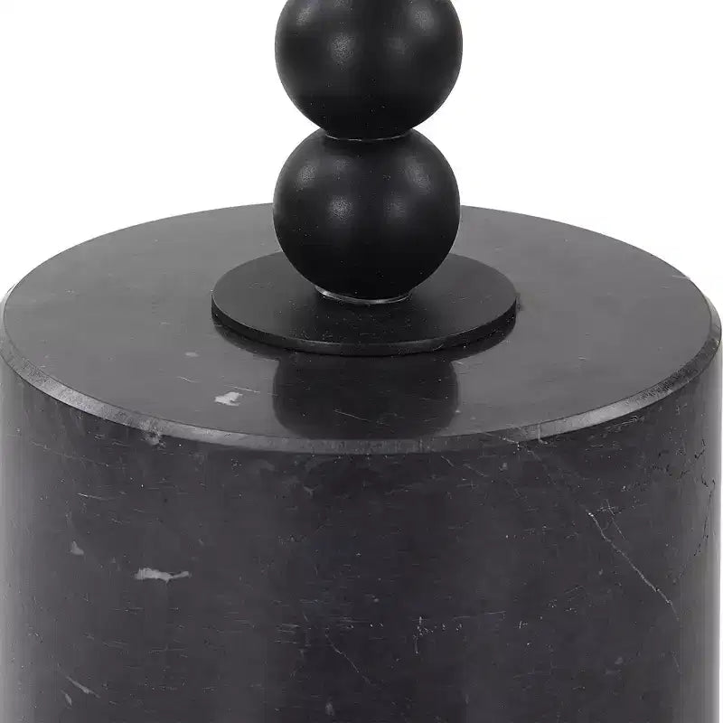Table d'appoint ronde en marbre noir de 10 po