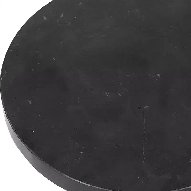 Table d'appoint ronde en marbre noir de 10 po