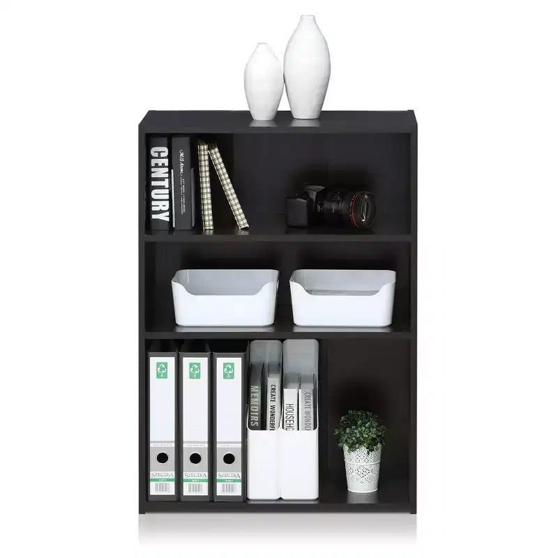Étagères de bibliothèque de rangement à 3 cubes, noyer foncé