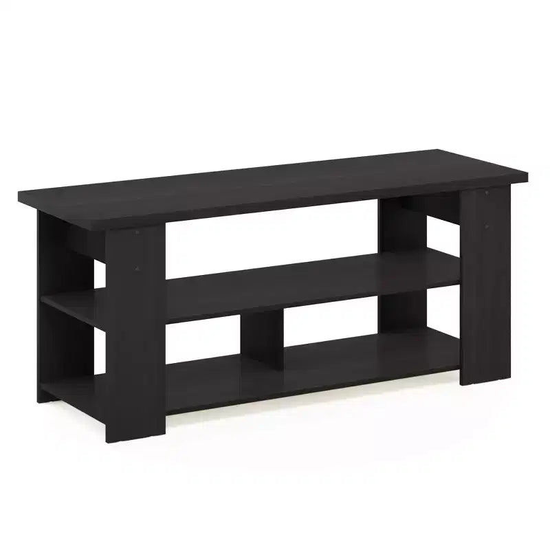 Meuble TV console multimédia pour téléviseurs jusqu'à 55" avec étagères de rangement ouvertes, expresso