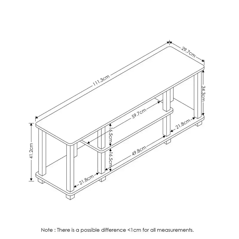 Meuble TV console multimédia à 3 niveaux avec tubes carrés, Americano/Noir