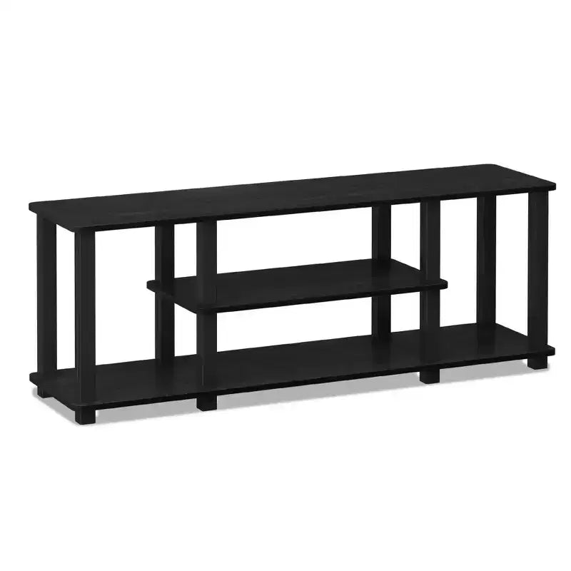 Meuble TV console multimédia à 3 niveaux avec tubes carrés, Americano/Noir
