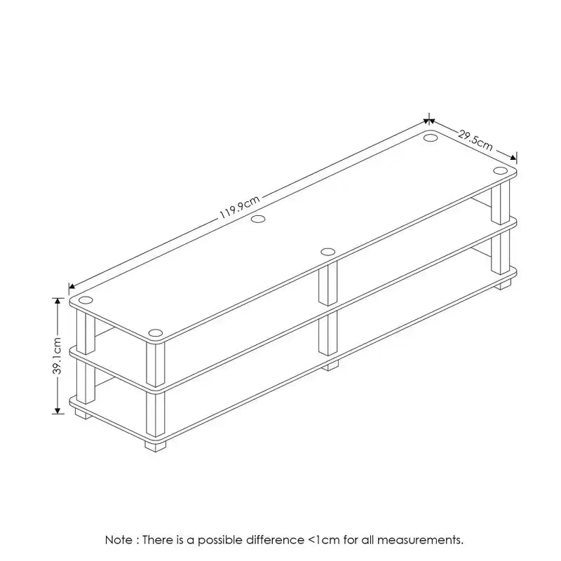 Meuble TV moderne à 3 niveaux avec étagère de rangement ouverte, cerisier foncé/noir