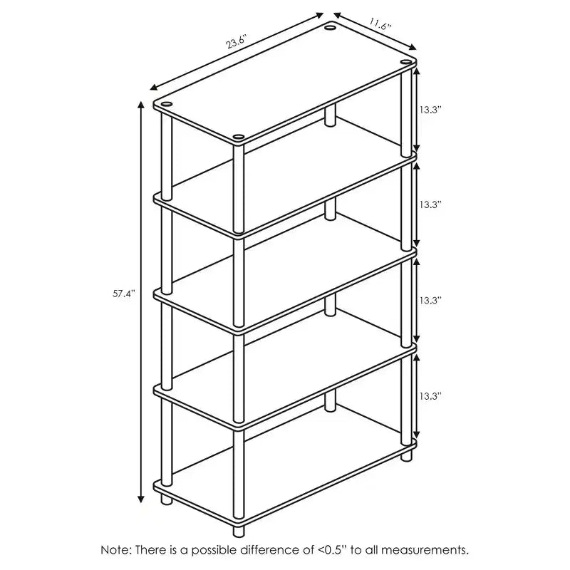 Étagère haute décorative à 5 niveaux, étagère ouverte polyvalente, support de présentation, Hêtre/Blanc