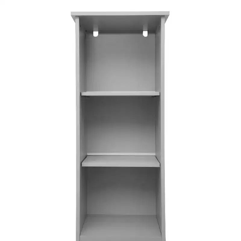 Meuble de rangement étroit autoportant pour salle de bain avec porte et étagères ouvertes