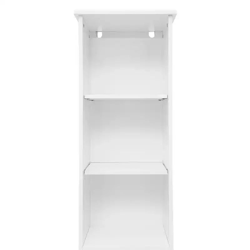 Meuble de rangement étroit autoportant pour salle de bain avec porte et étagères ouvertes