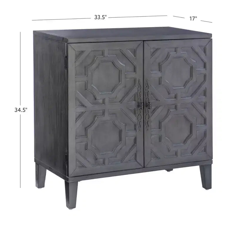 Meuble d'appoint 2 portes, 2 étagères en bois massif