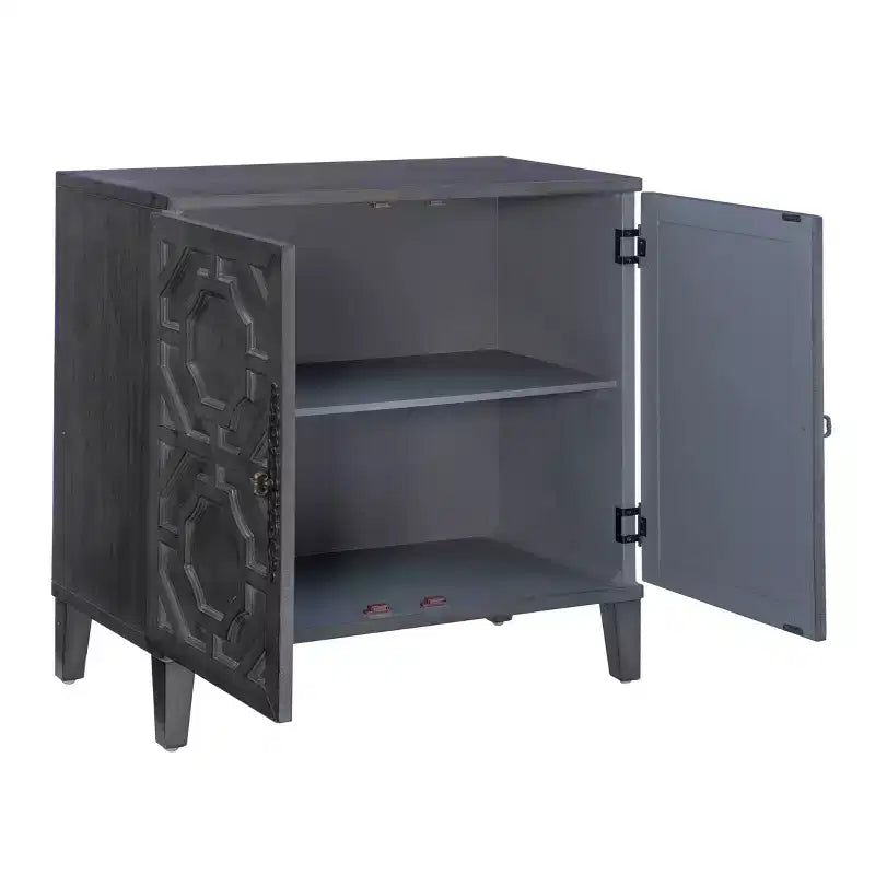 Meuble d'appoint 2 portes, 2 étagères en bois massif