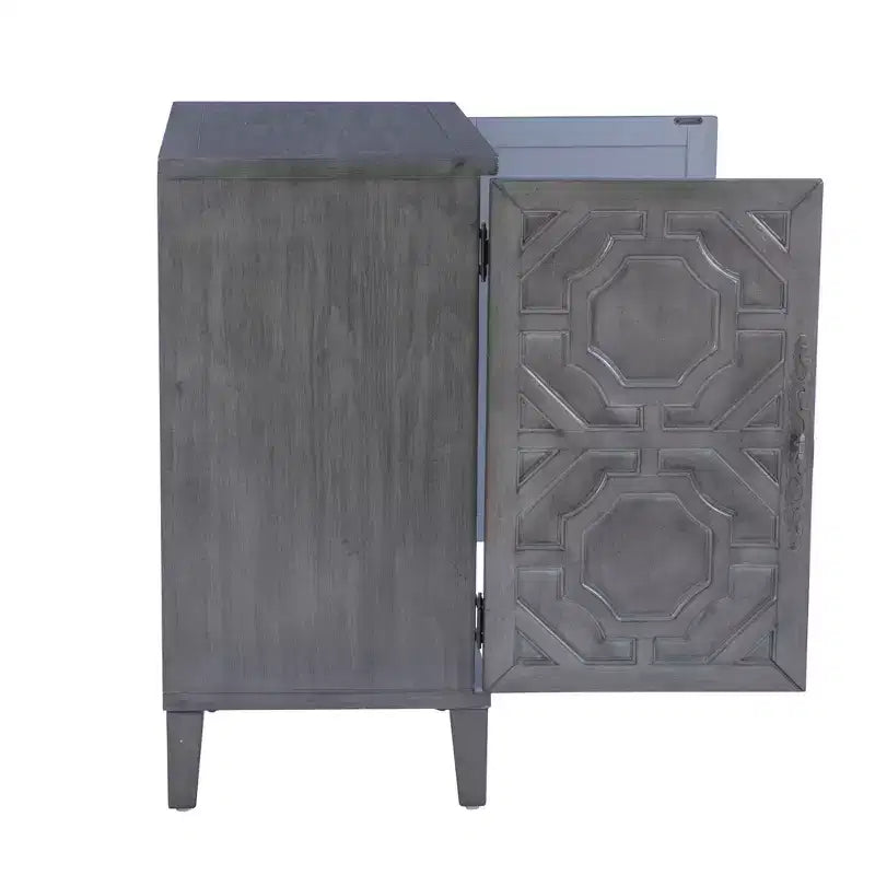 Meuble d'appoint 2 portes, 2 étagères en bois massif