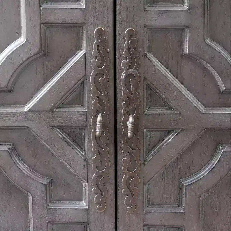 Meuble d'appoint 2 portes, 2 étagères en bois massif