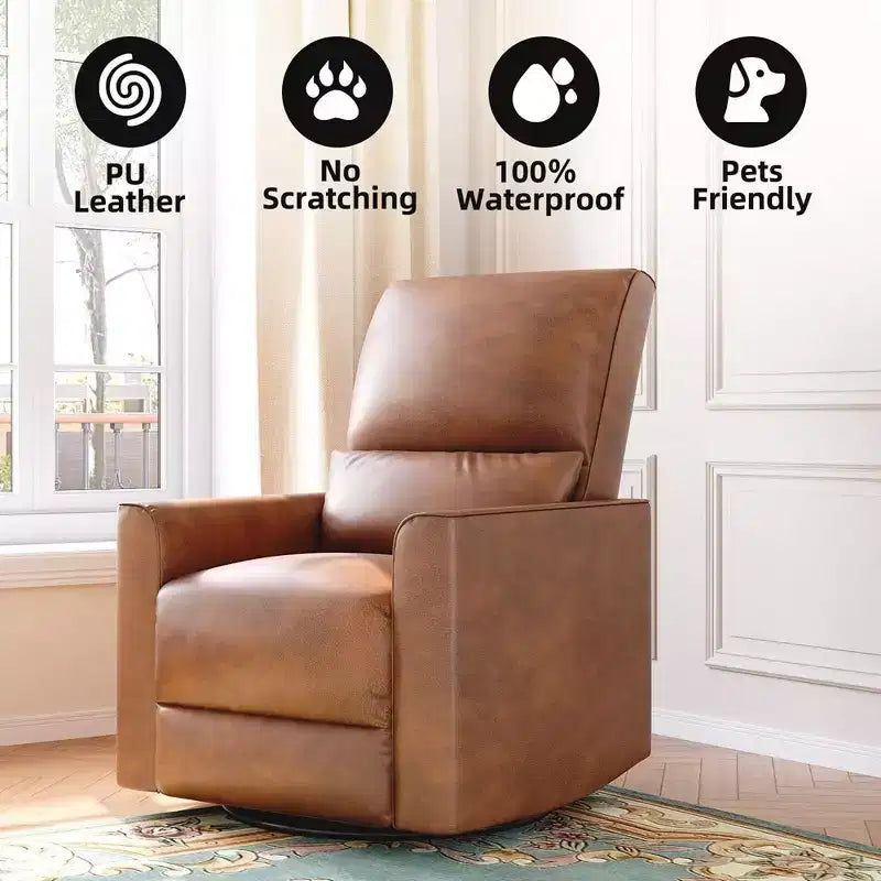 Fauteuil inclinable à bascule pivotant à 360°, fauteuil à bascule planeur, fauteuil inclinable en similicuir rembourré