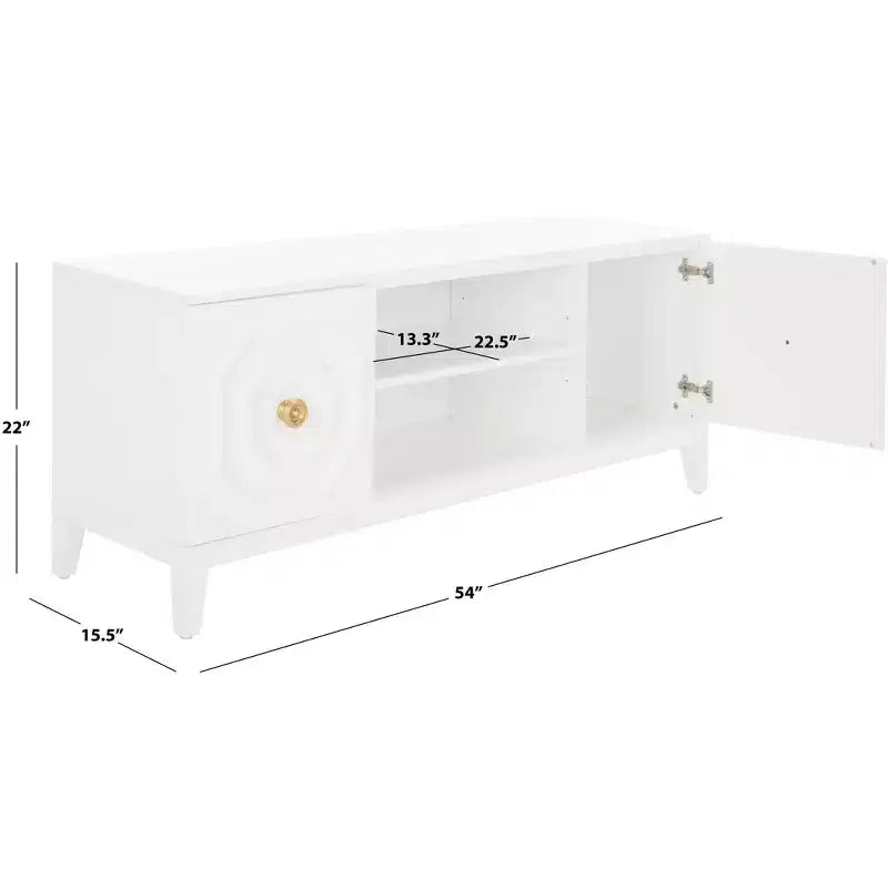 Meuble TV 2 portes 1 niche, blanc