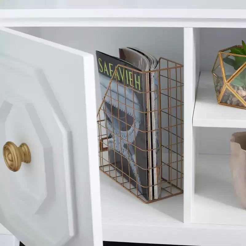 Meuble TV 2 portes 1 niche, blanc