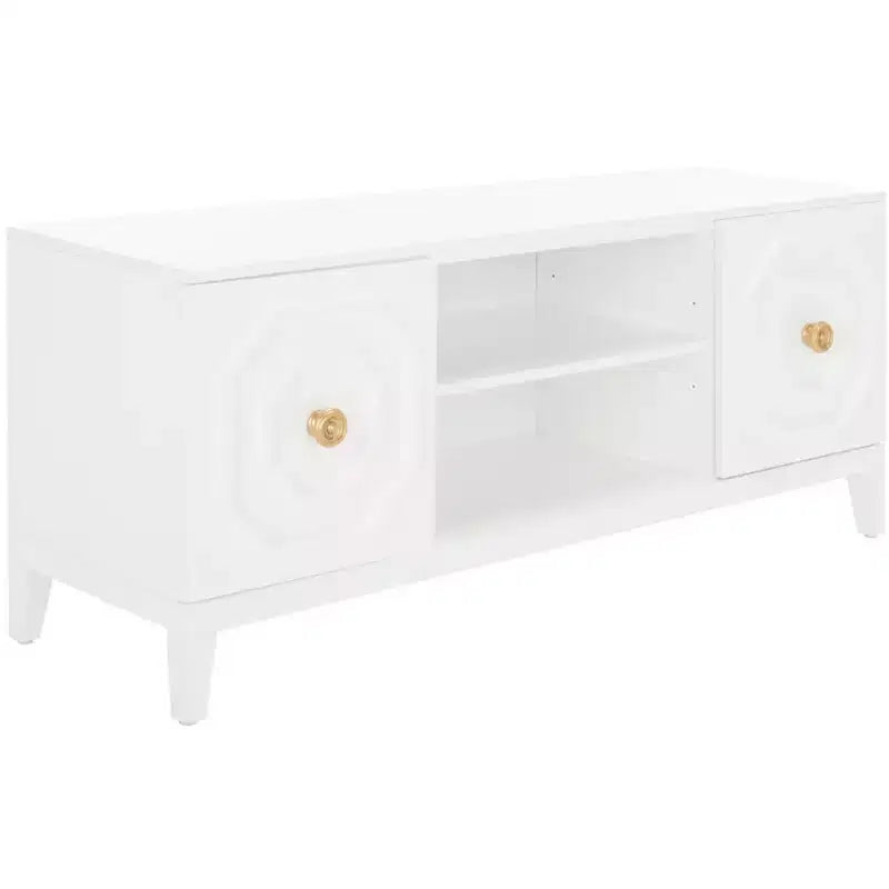Meuble TV 2 portes 1 niche, blanc
