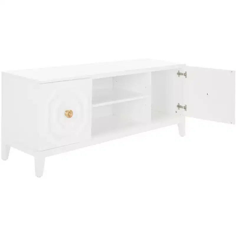 Meuble TV 2 portes 1 niche, blanc