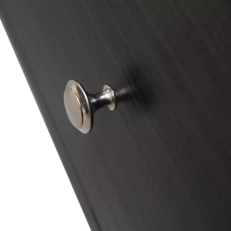 Meuble TV Mid-Century Modern avec cadre en bois, rangements fermés et pieds en fer noir, console média pour salon