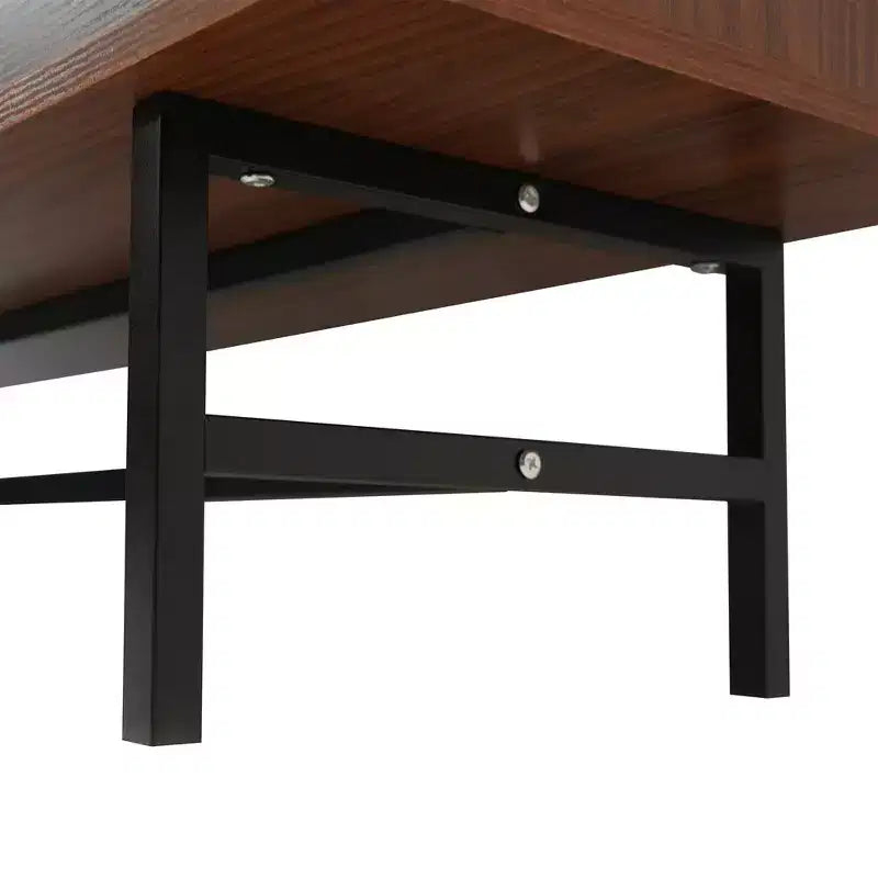 Meuble TV Mid-Century Modern avec cadre en bois, rangements fermés et pieds en fer noir, console média pour salon