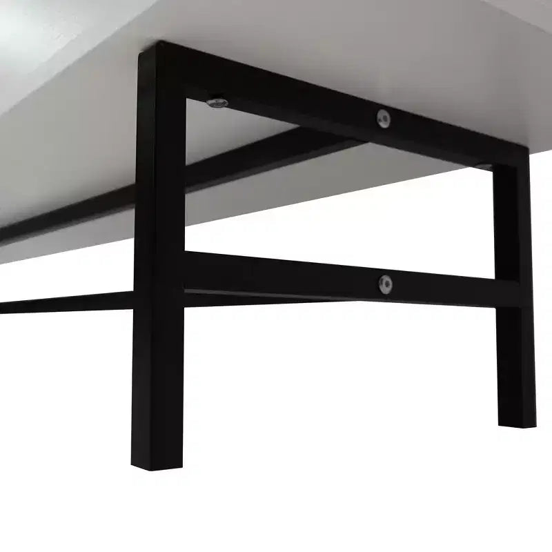 Meuble TV Mid-Century Modern avec cadre en bois, rangements fermés et pieds en fer noir, console média pour salon