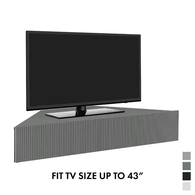 Meuble TV mural flottant d'angle à 3 étagères Mid-Century Modern pour téléviseurs jusqu'à 50 po